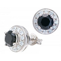 Sterling Silver & Dark Sapphire Earrings